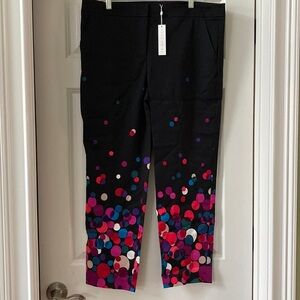 Trina Turk Black Multi Colored Dots Ankle Pants